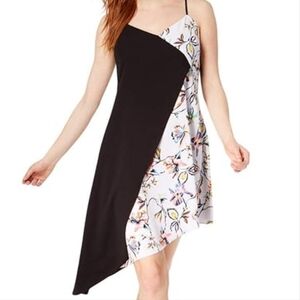 Bar iii Black and White Floral Asymmetrical Sun Dress Size XL